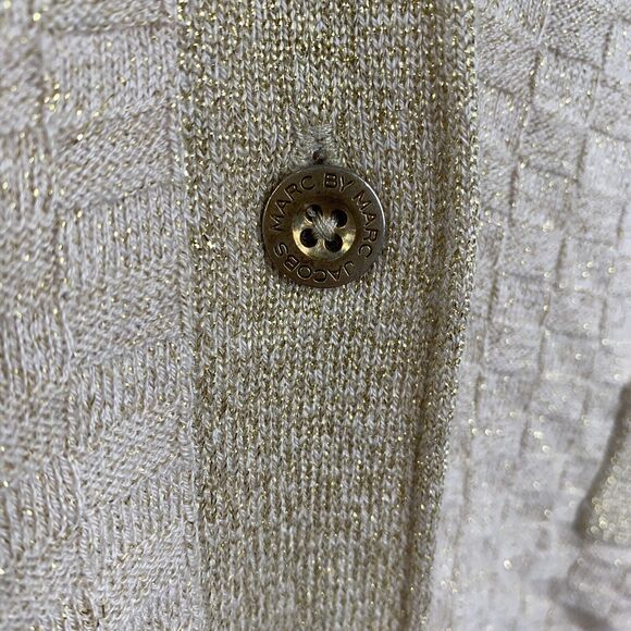 Marc Marc Jacobs Sz M Cardigan Sweater Gold Cornsilk Multi Wool Cashmere Blend - Picture 6 of 10